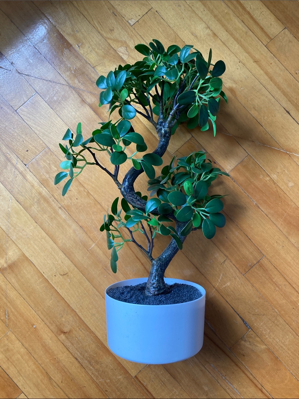 IKEA Faux Bonsai with Green Foliage in White Planter